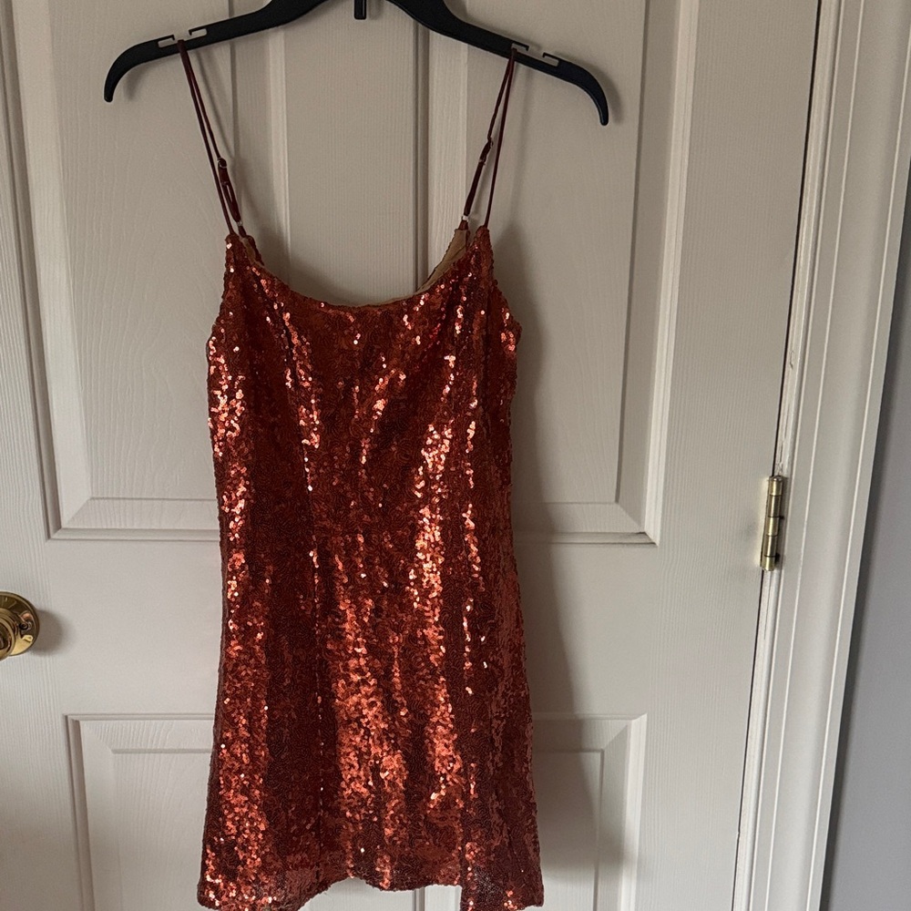 Urban Outfitters Copper Sequin Slip Dress
